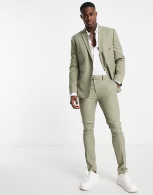 light green double breasted suit