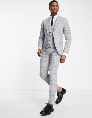 Topman super skinny suit trousers in grey check
