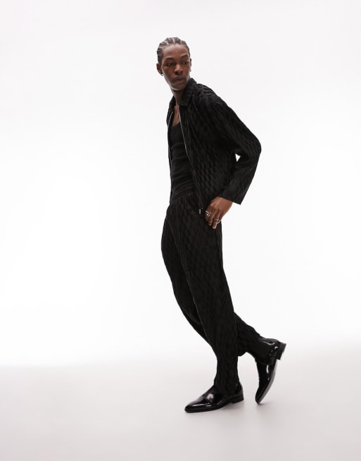 Topman – Svart, plisserat set i jacquard