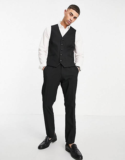 Topman textured suit in black