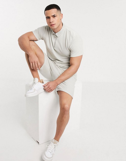 Topman towelling co-ord in off white