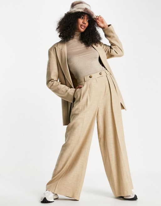Topshop - Abito coordinato in lino, colore neutro