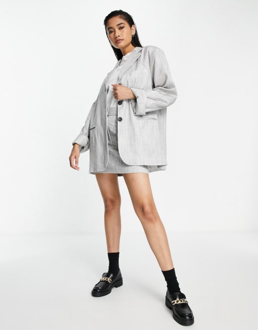 Grey skirt outlet and jacket set