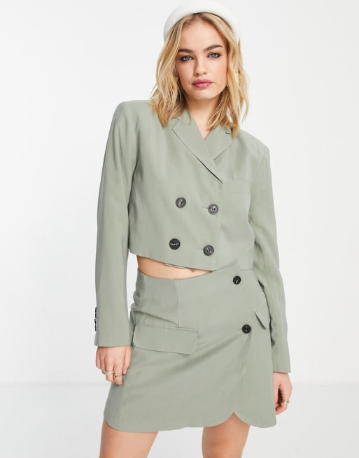 Green hot sale blazer topshop