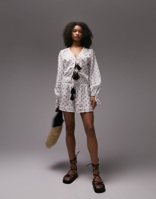 Topshop block print beach co-ord in monochrome