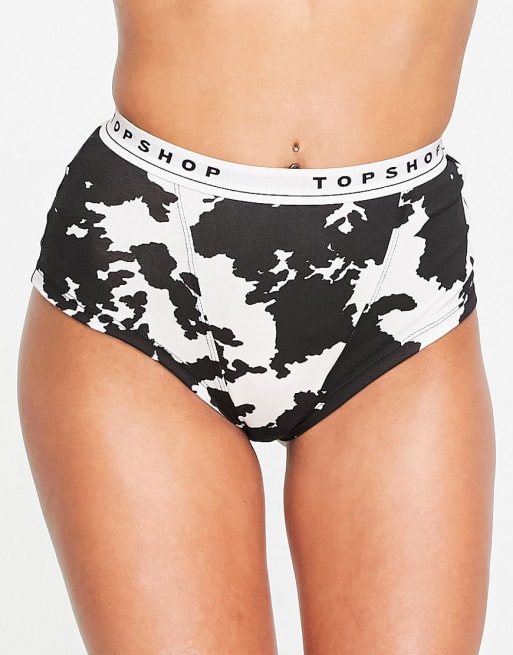 Topshop branded cow print crop bra in mono