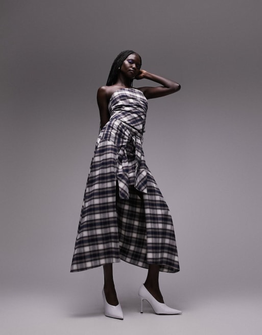 Topshop co-ord check knot maxi skirt in multi