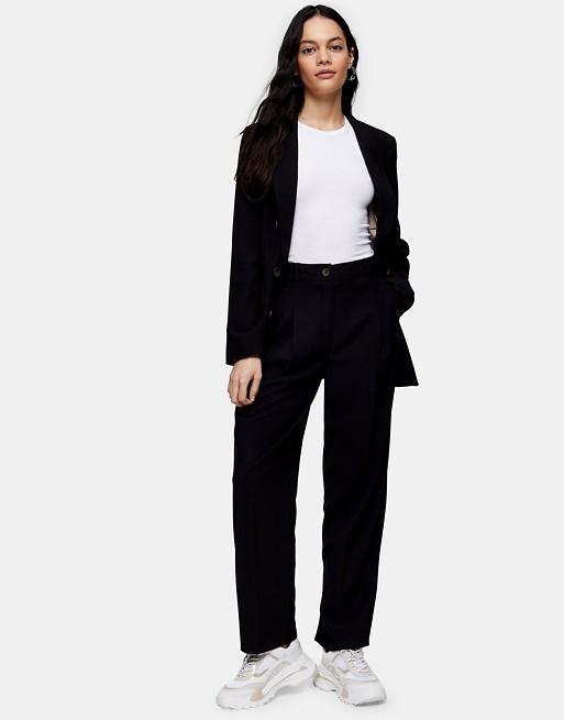 Topshop co-ord twill peg suit trousers in black