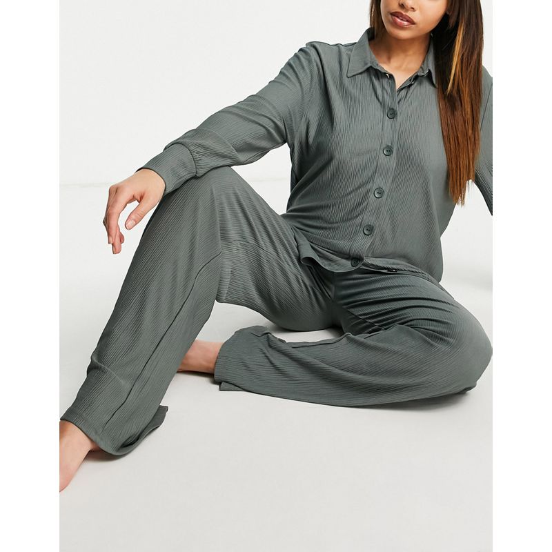 Donna Intimo e abbigliamento notte Topshop - Completo pigiama plissé color muschio