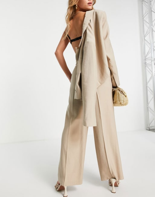 Topshop - Coordinato con blazer e pantaloni beige