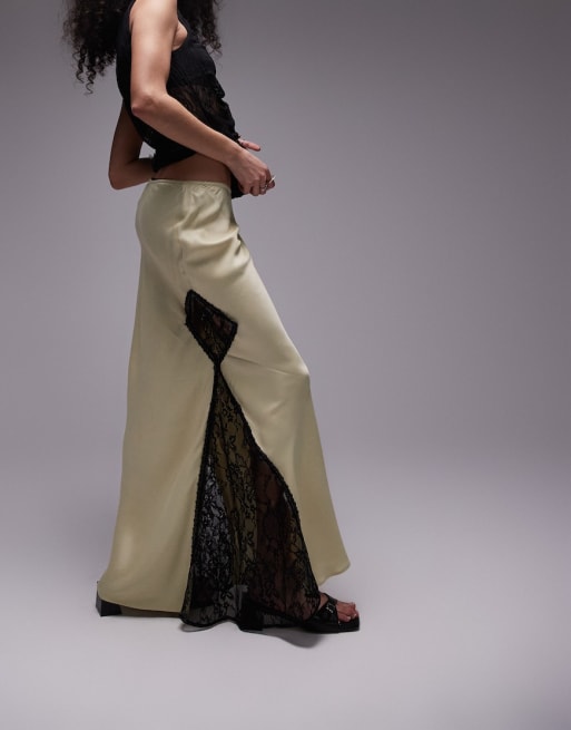 Topshop - Coordinato in misto lino e pizzo pistacchio