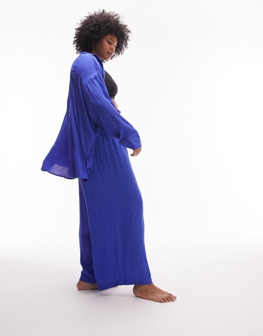 Topshop Curve crinkle beach co-ord in cobalt blue