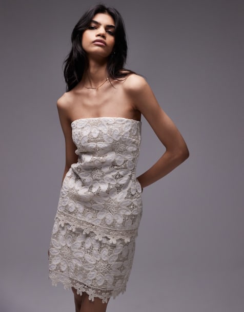 Topshop – Elfenbensvitt set i spets med blommiga detaljer - view 1