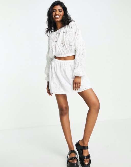 Topshop eyelet set in white