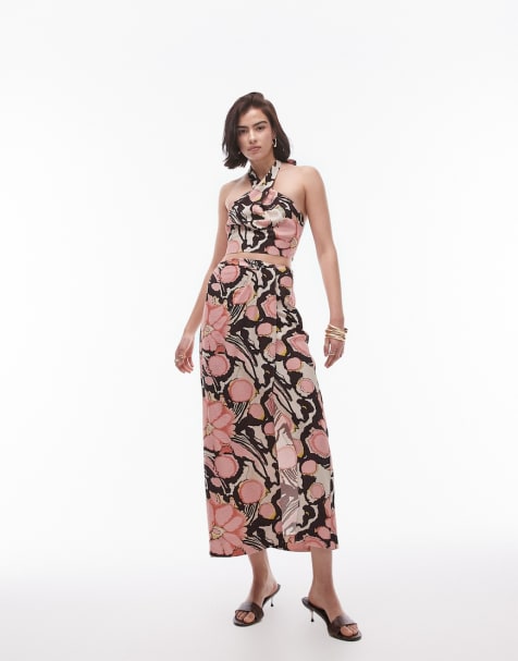 Topshop - Gebloemde co-ord set in roze pootafdrukprint - view 1