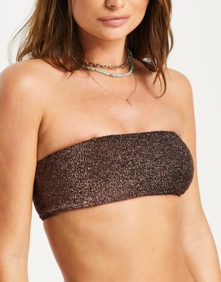 Topshop glitter bikini set in bronze