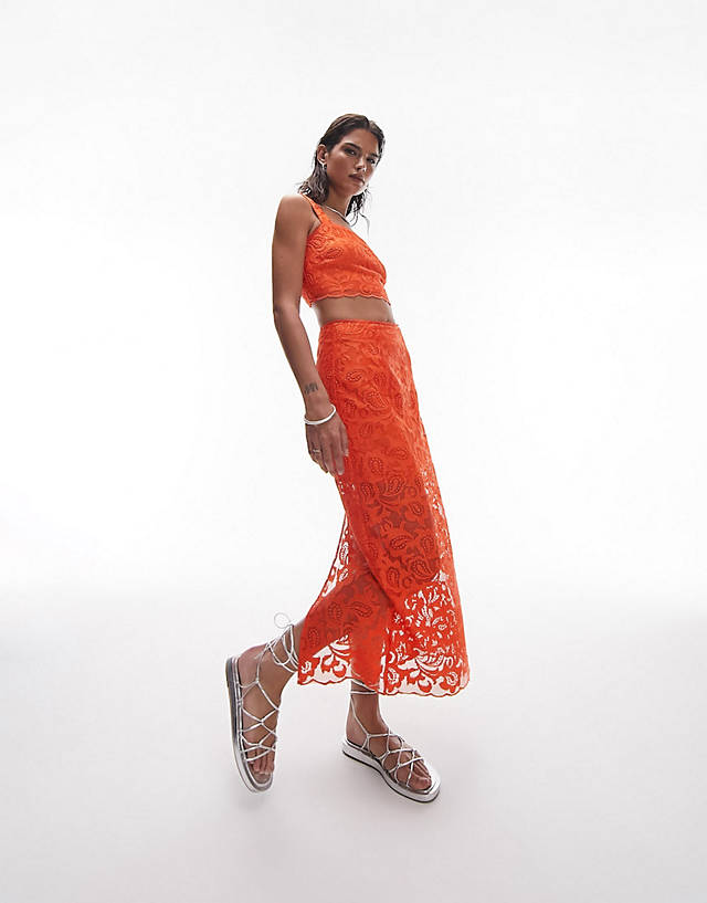 Topshop - lace detailed co-ords in orange
