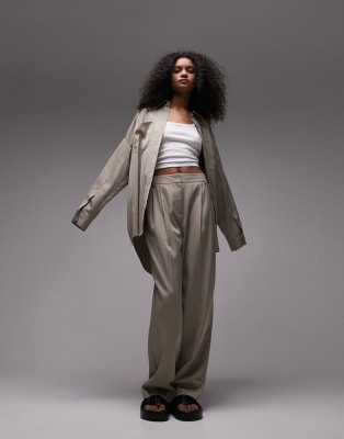 Topshop lightweight tailored set in camel