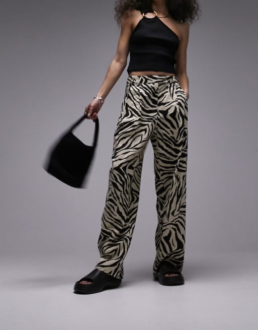 Topshop linen blend co-ord in zebra print