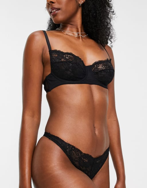 Topshop luna lace lingerie set in black