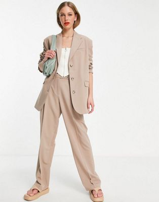 Topshop mensy suit co-ord in taupe