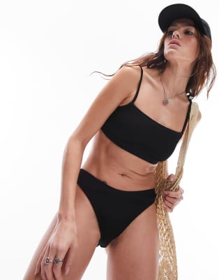 Topshop - Mix en match - Bikiniset van kreukelstof in zwart