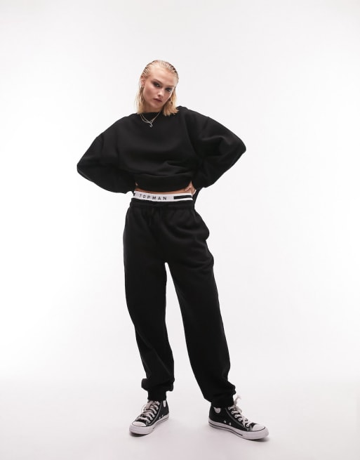 Topshop premium Jersey co-ord in Black