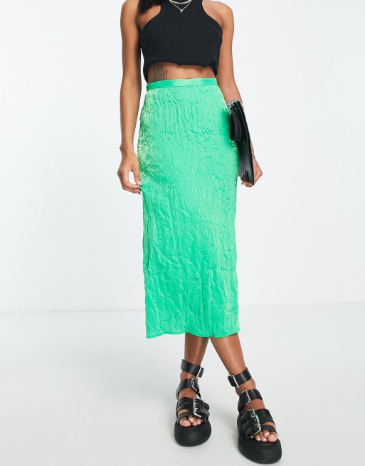Topshop premium satin set in emerald