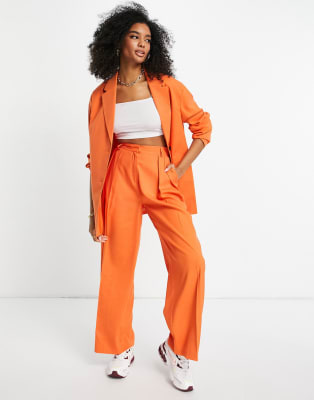 Topshop co-ord oversized single breasted blazer in orange