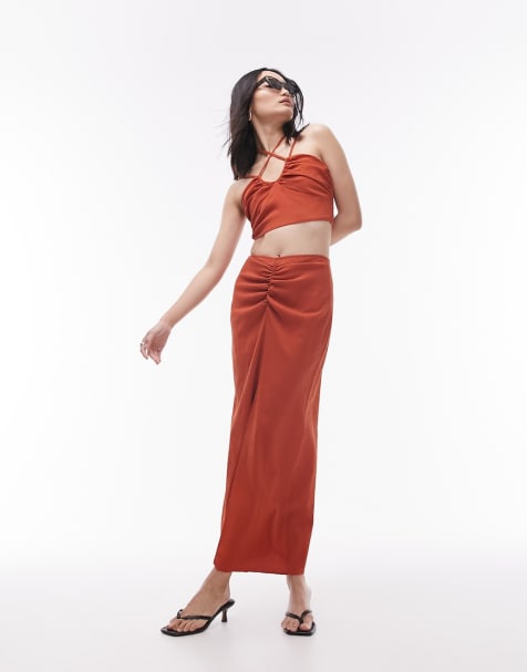 Topshop ruched set in rust - view 1