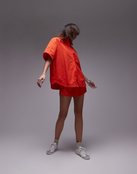 Topshop short and shirt co-ord in red - view 1