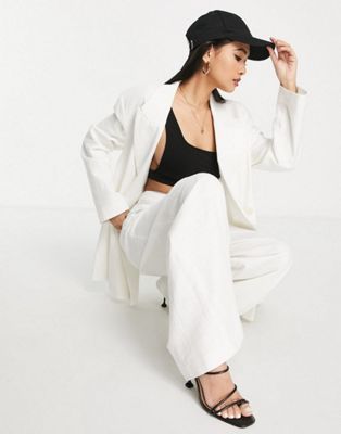 Topshop slouchy linen-blend co-ord in white
