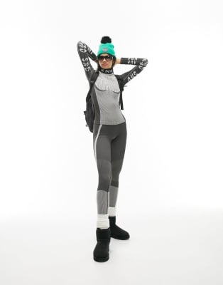 Legging De Ski Topshop SNO Collection – Femme UK14 (EU42/US10) – Noir Côtelé