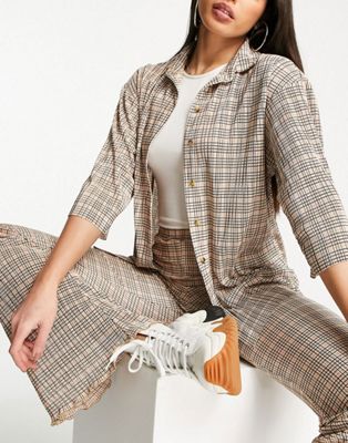 Topshop Tall check plisse co-ord in multi