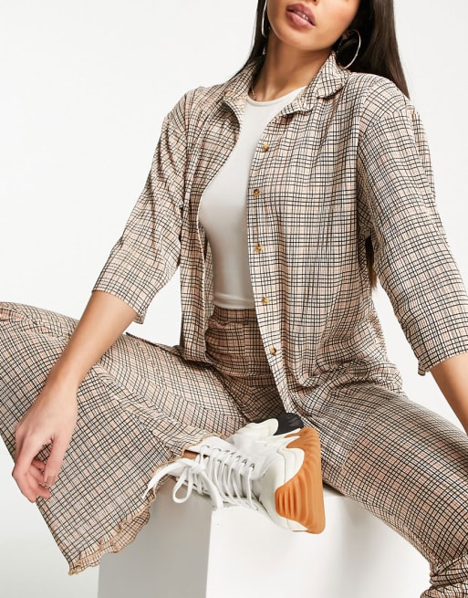 Topshop Tall - Coordinato plissé multicolore a quadri