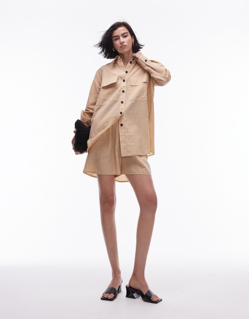 Topshop - Tech-sæt i sandfarvede striber
