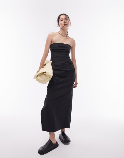 Topshop technical fabric maxi column skirt in black (part of a set)