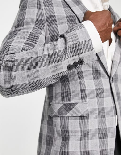 Traje a cuadros grises multicolores de corte slim de Bando