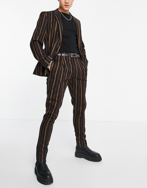 Traje a rayas color tabaco de corte entallado de ASOS DESIGN