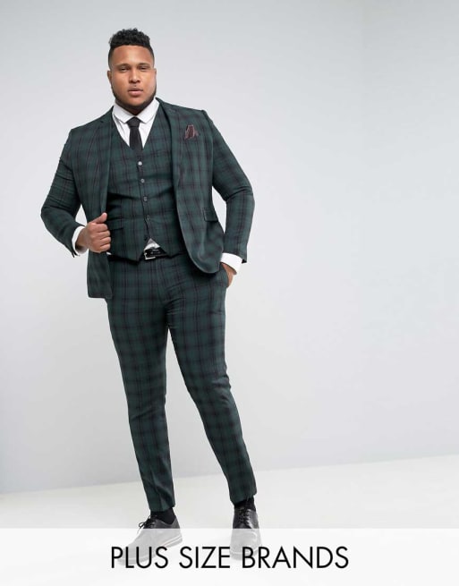 Traje ajustado con cuadros escoceses de Harry Brown PLUS