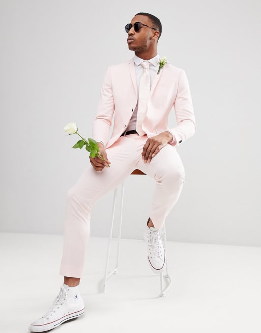 Traje ajustado en rosa polvareda de Jack & Jones Premium