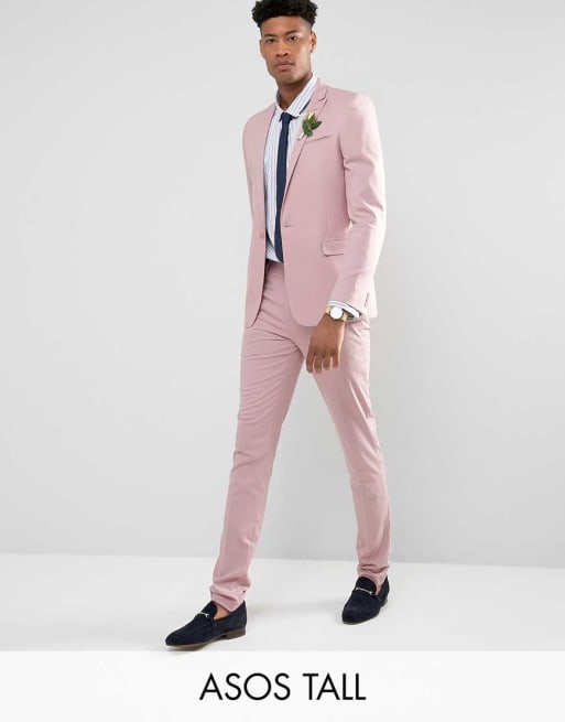 Traje ajustado en rosa sombra de ASOS TALL WEDDING 