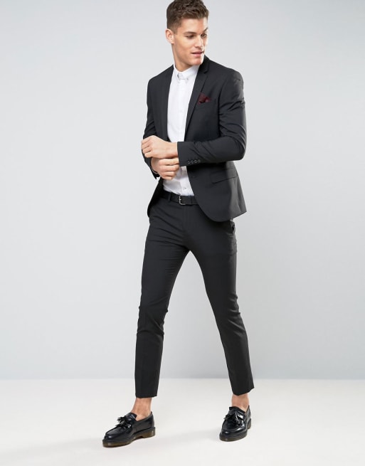 Traje ajustado negro de River Island