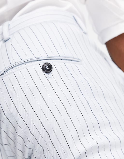 Traje azul claro de doble botonadura a rayas de Jack & Jones Premium