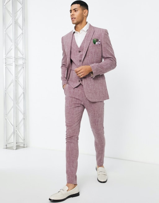 Traje color óxido de corte muy entallado con diseño de hilos cruzados de ASOS DESIGN Wedding