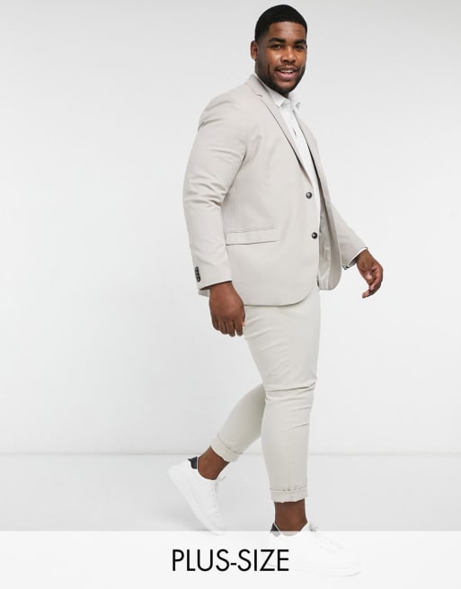 Traje color piedra de corte entallado de Topman Big & Tall