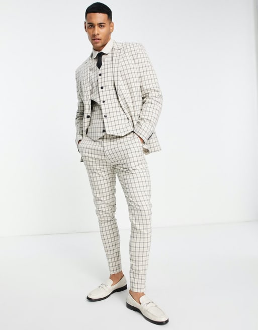 Traje color piedra y gris de corte muy entallado Mix & Match de ASOS DESIGN