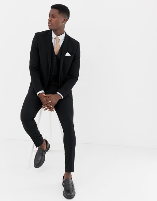 Traje de corte ajustado en negro Only & Sons
