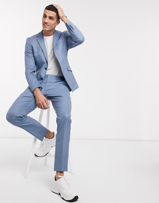 Traje de corte slim elástico en azul claro de Selected Homme