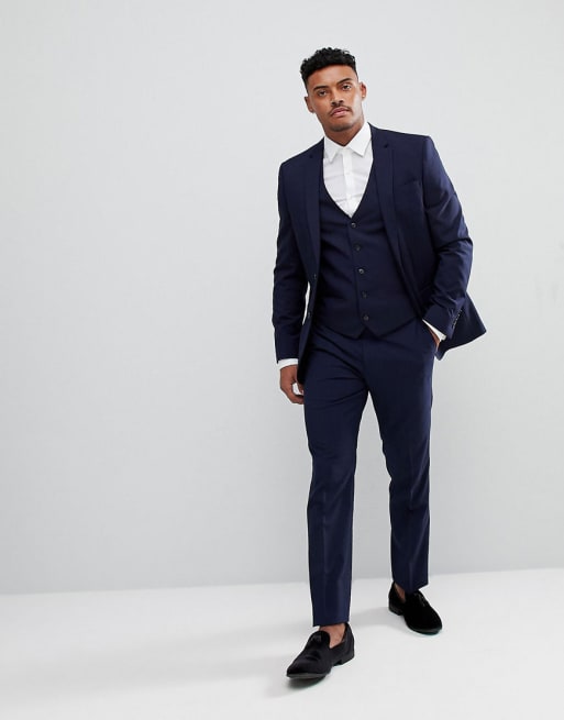 Traje de corte slim en azul de River Island